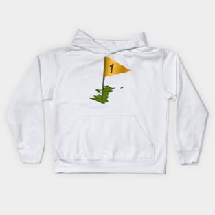 3d putting green in the shape of the UK with flag Kids Hoodie